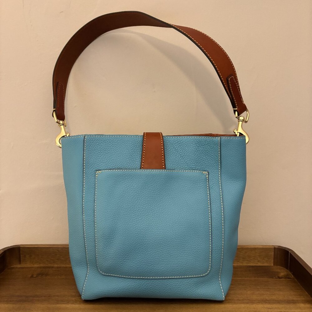 Dooney & Bourke Emerson Brynn Aqua Blue Pebbled Leather Shoulder Bag - Picture 3 of 9
